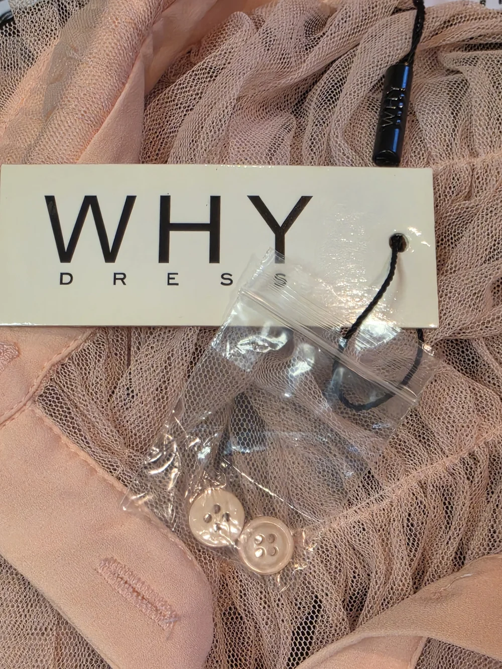 Why Sheer Pink Ruffle Button-Up Blouse - Picture 10 of 10